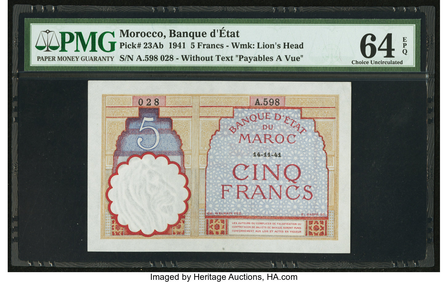image for: Morocco  5,000 francs(B217b)
