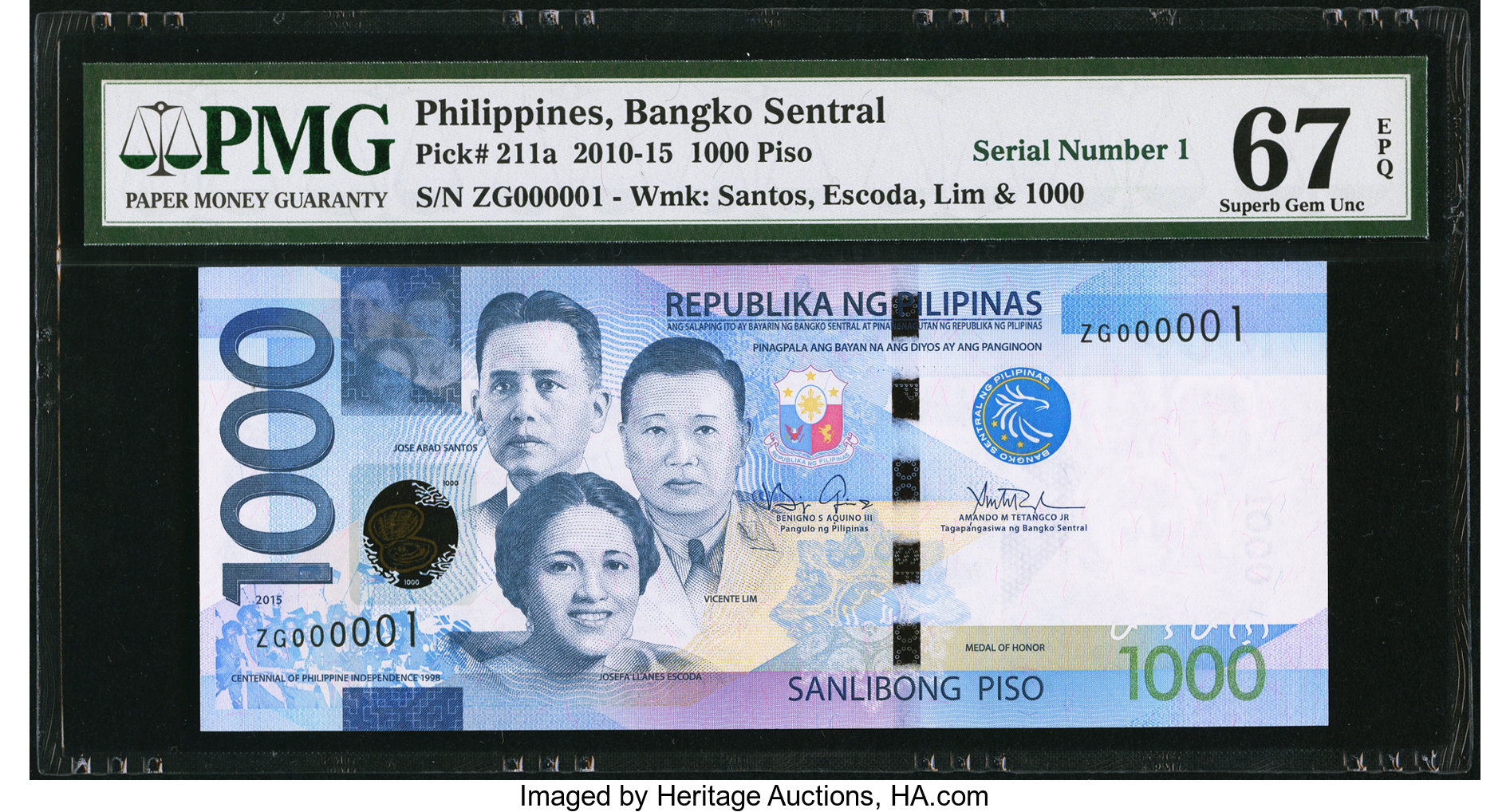 image for: Philippines  1,000 piso (pesos) (B1083b)