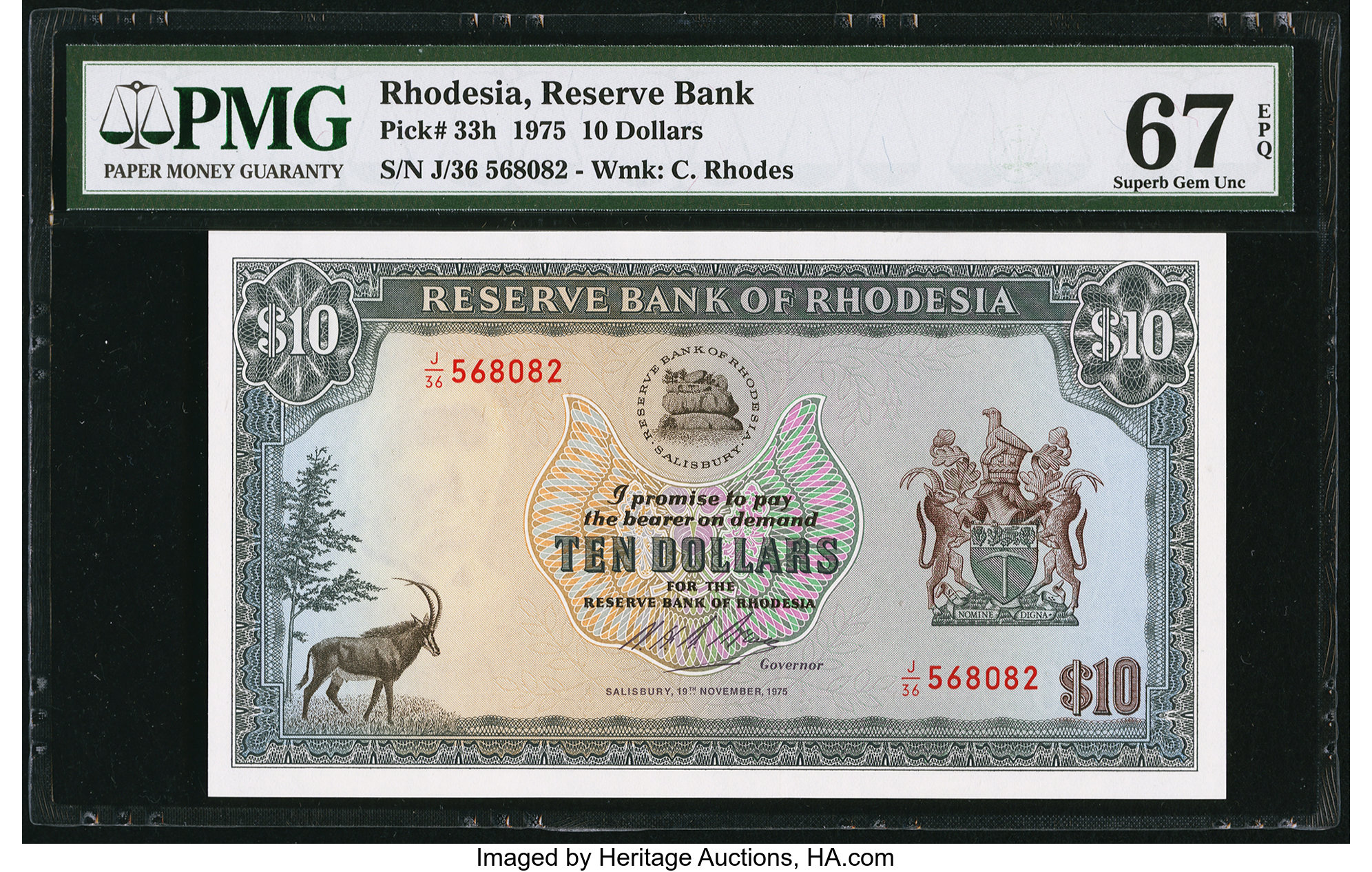 image for: Rhodesia  10 dollars(B110a)