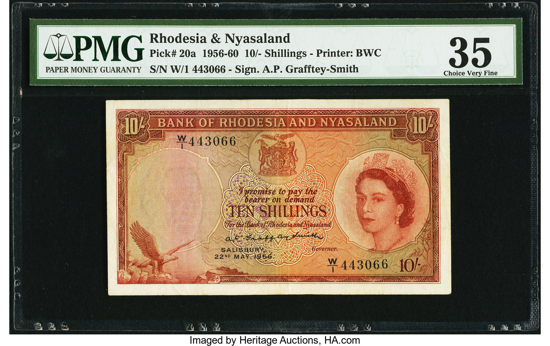 image for: Rhodesia and Nyasaland  10 shillings(B101a5s)