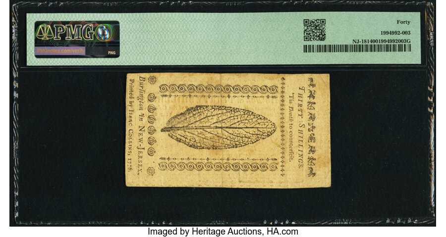image for: New Jersey March 25, 1776 30s PMG Extremely Fine 40....