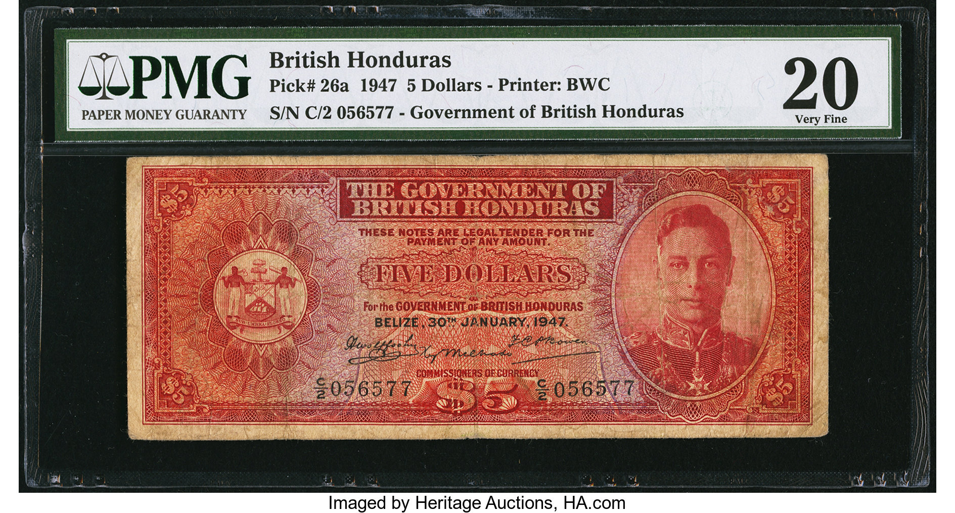 image for: British Honduras  5 dollars (B125as)