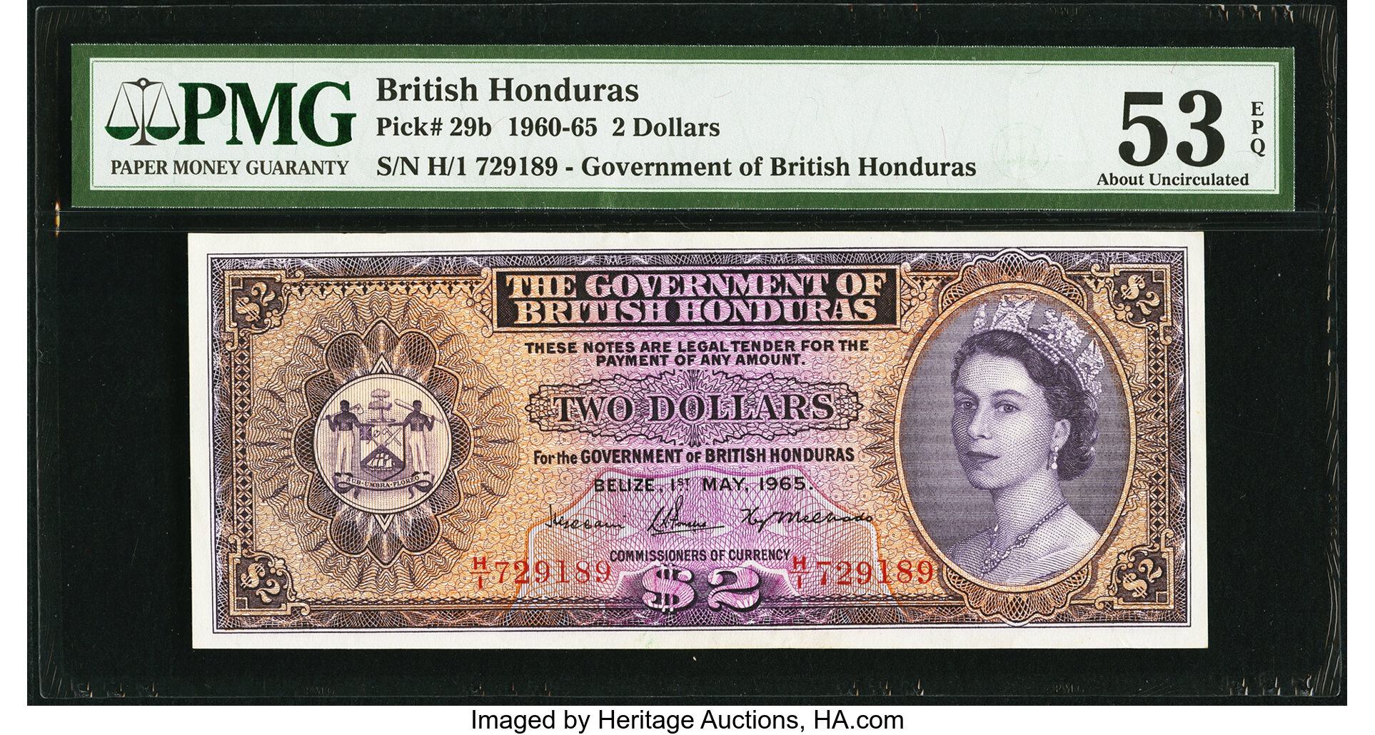 image for: British Honduras  2 dollars (B128a)