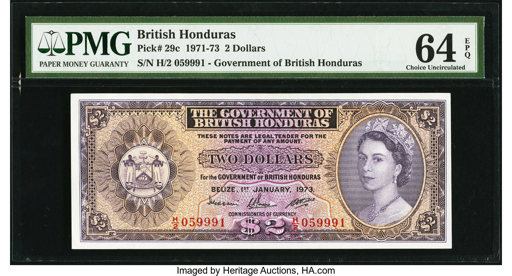 image for: British Honduras  2 dollars (B128a)