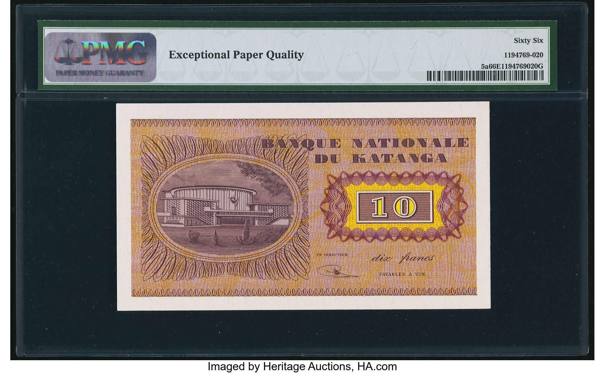 image for: Katanga  10 francs(B203b)