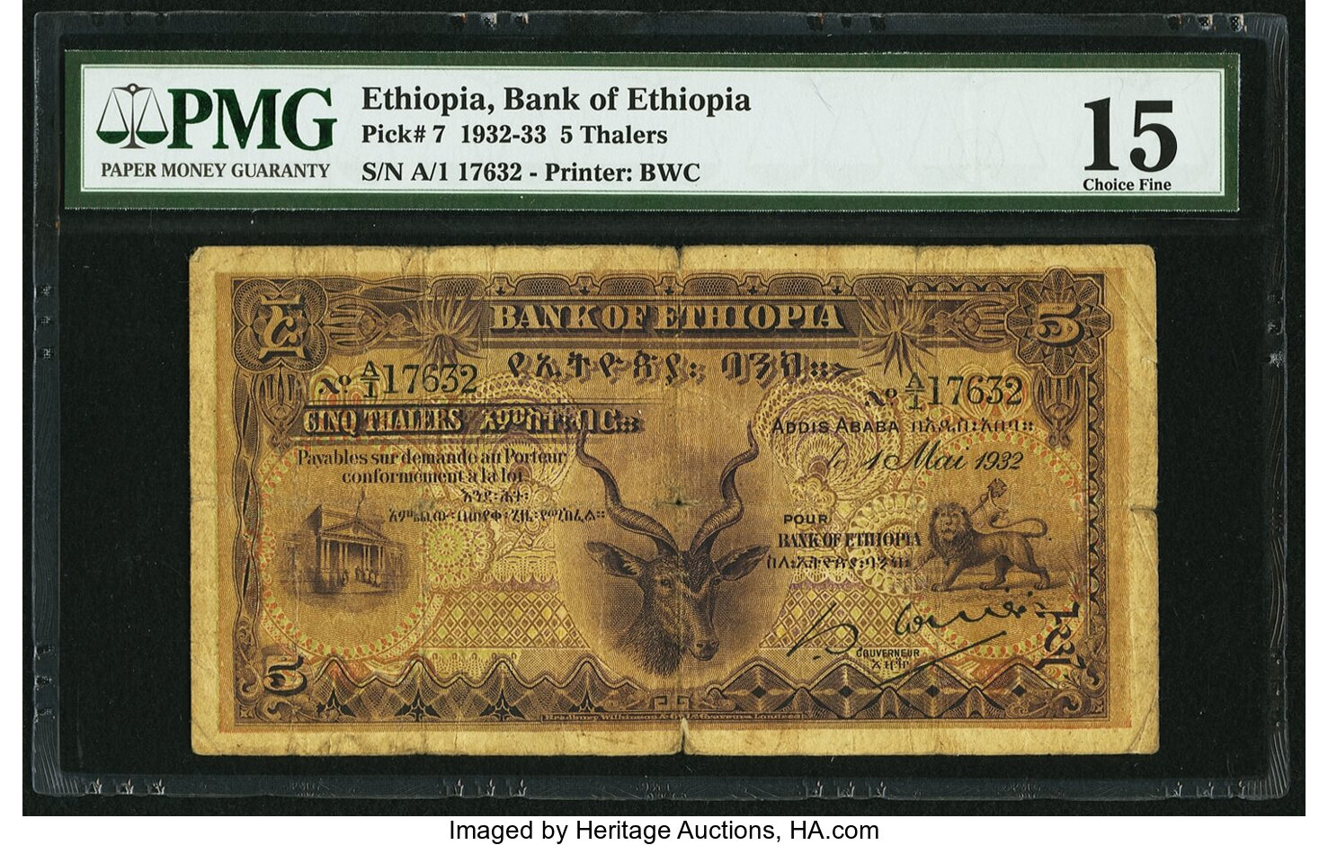 image for: Ethiopia  5 thalers(B102a)