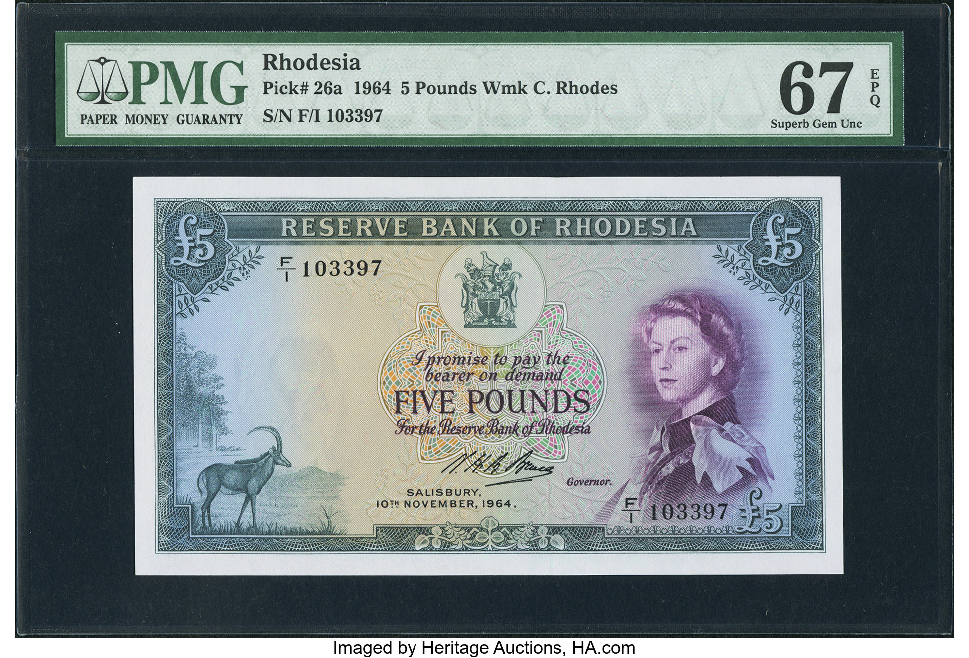 image for: Rhodesia  5 pounds(B103a)