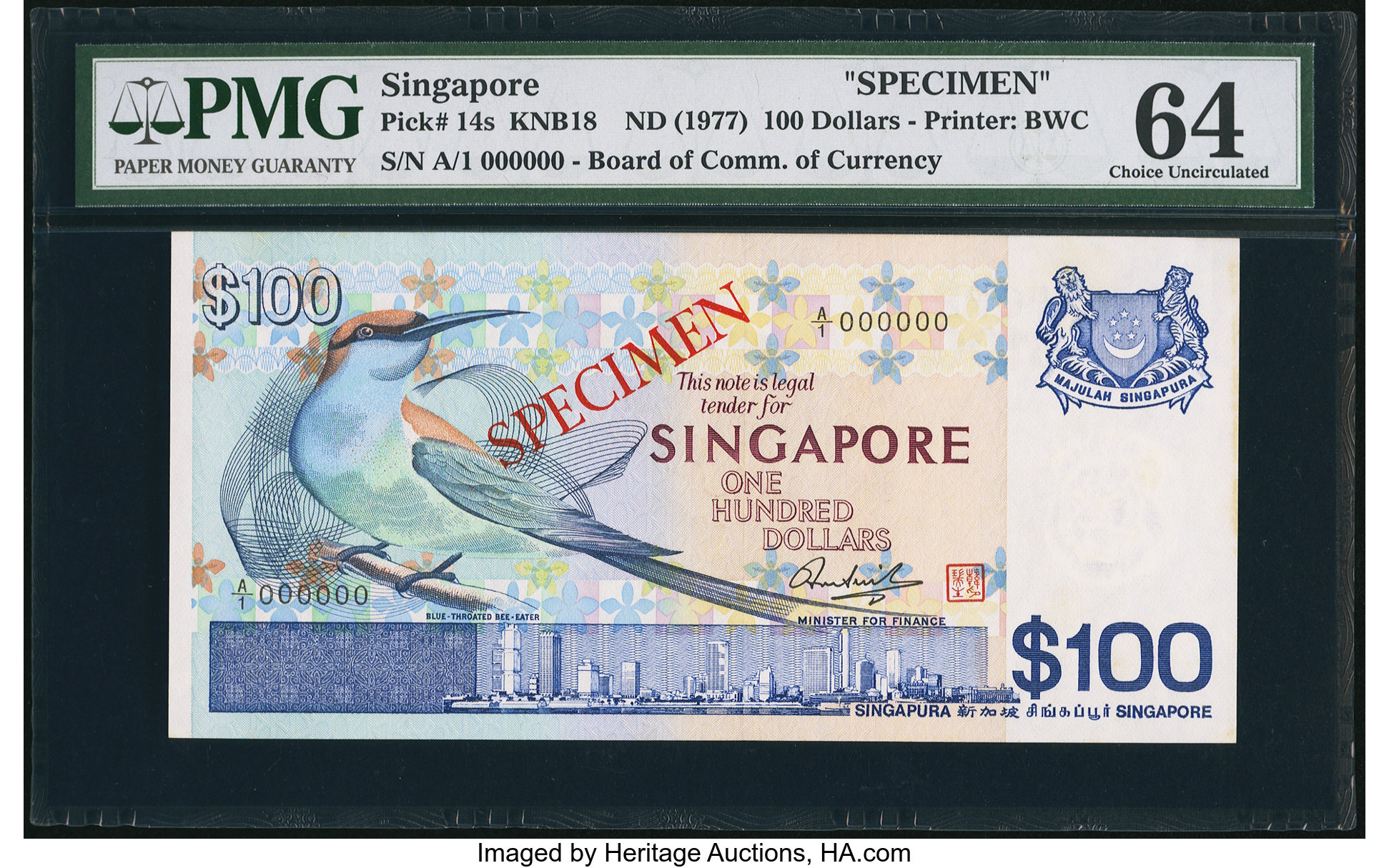 image for: Singapore  100 dollars (B115as)