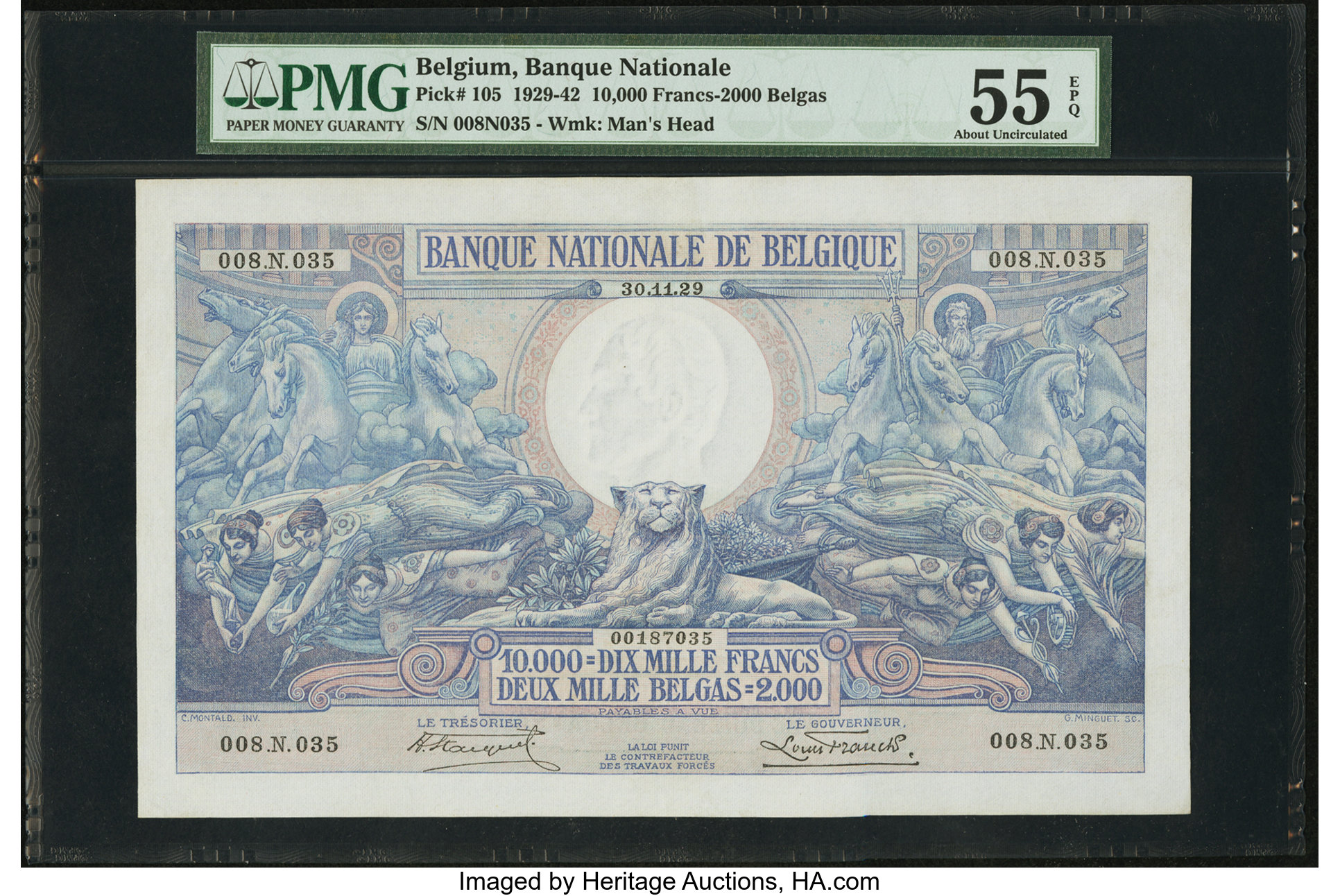 image for: Belgium  10,000 francs / 2,000 belgas (B568c)