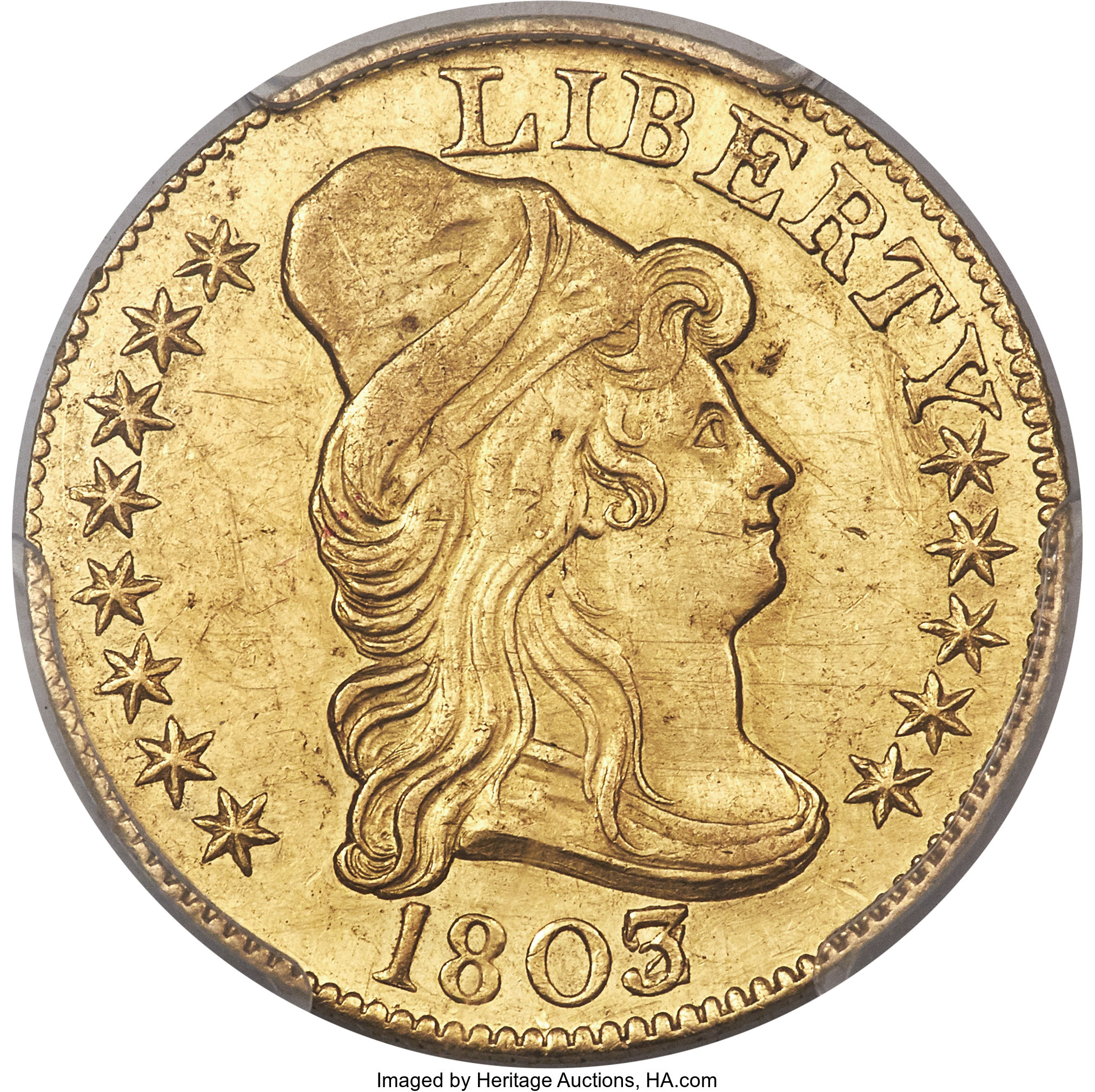 image for: 1803/2 $5 BD-1, R.4 -- Tooled -- PCGS Genuine. AU Details....