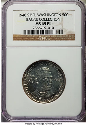 image for: 1948-S 50C Booker T. Washington MS65 Prooflike NGC....