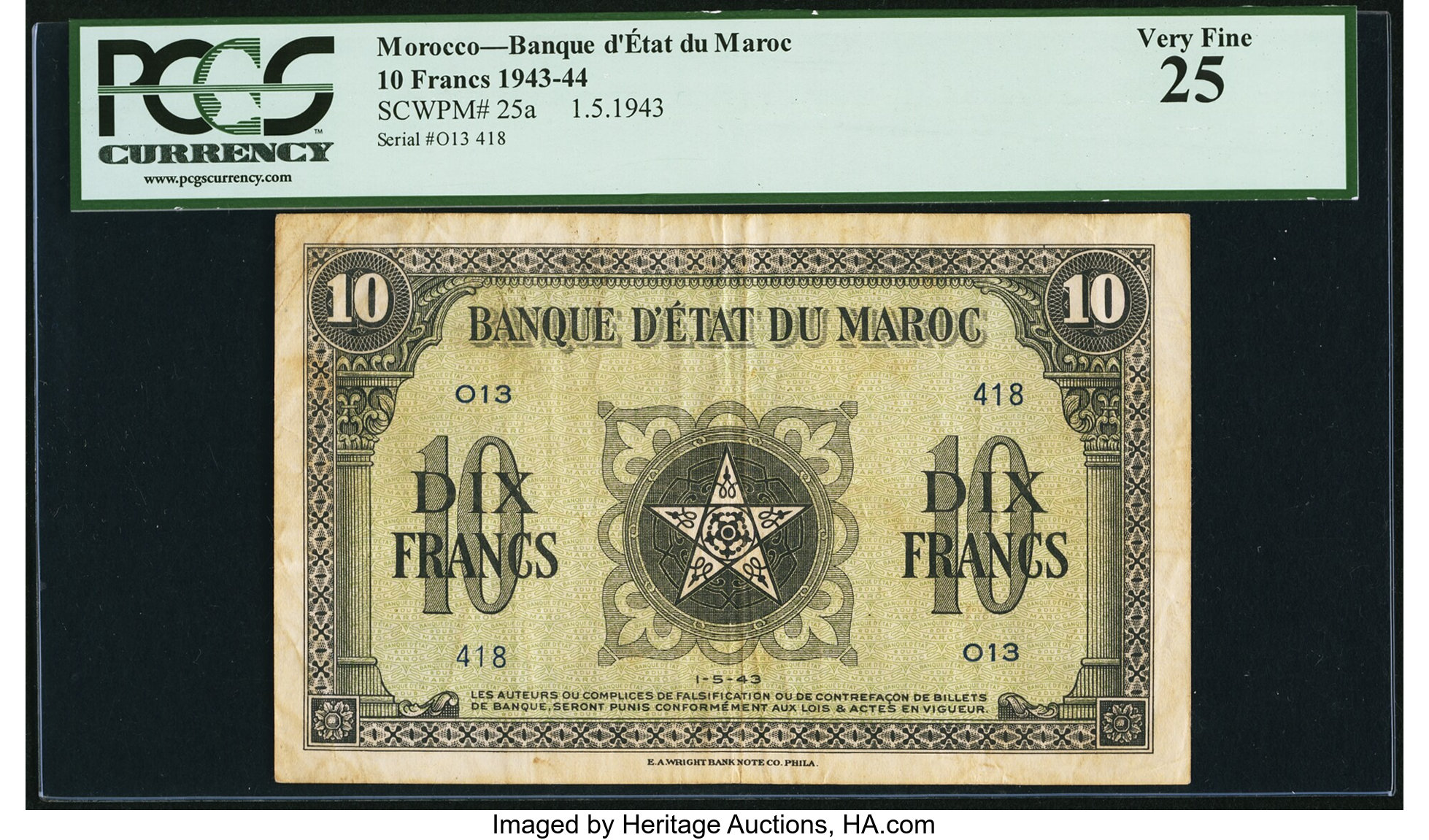 image for: Morocco  10 francs(B219b)