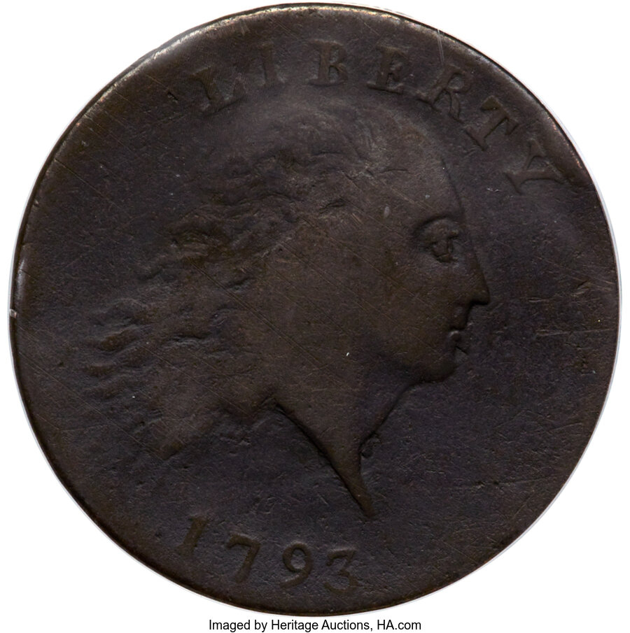 image for: 1793 1C Chain, AMERICA, S-3, B-4, Low R.3, VF20 PCGS. Breen Die State III. Heavily clashed around Liberty's neck and mouth,...