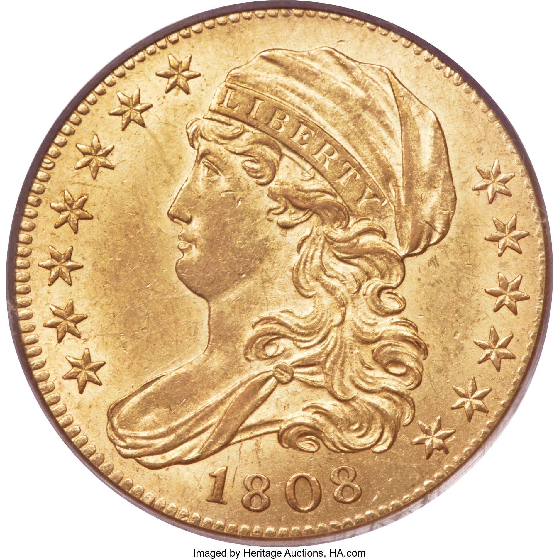 image for: 1808 $5 Wide 5D, BD-4, High R.3, MS61 PCGS....