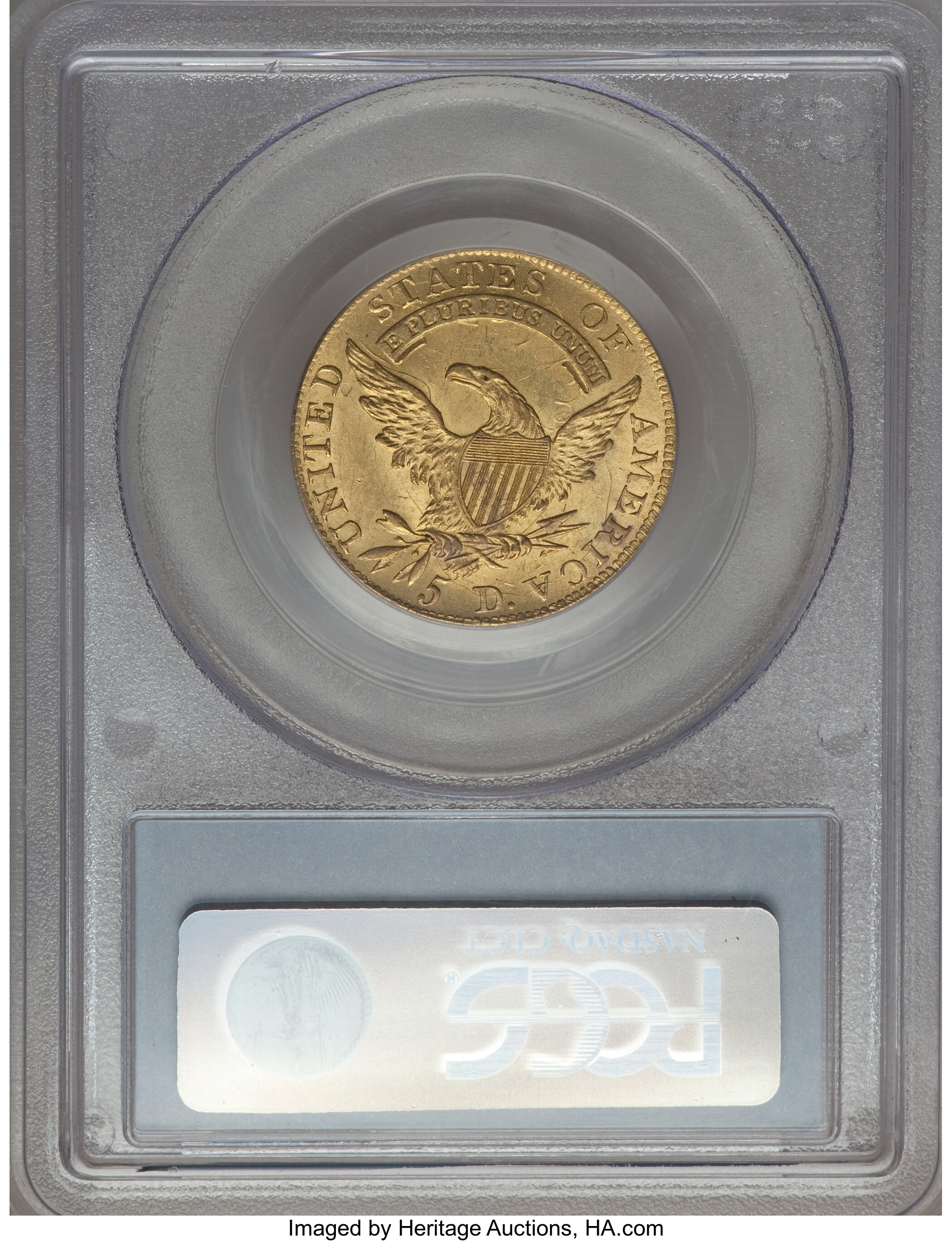 image for: 1808 $5 Wide 5D, BD-4, High R.3, MS61 PCGS....