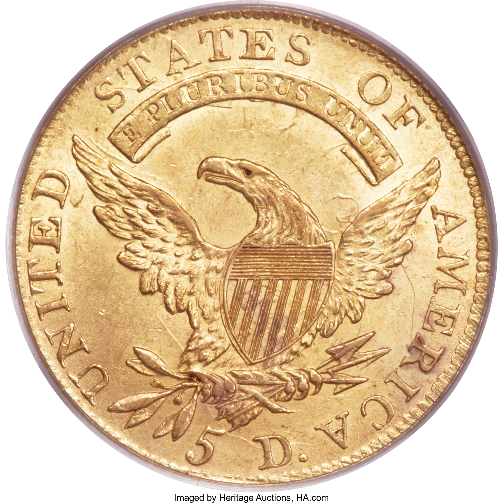 image for: 1808 $5 Wide 5D, BD-4, High R.3, MS61 PCGS....