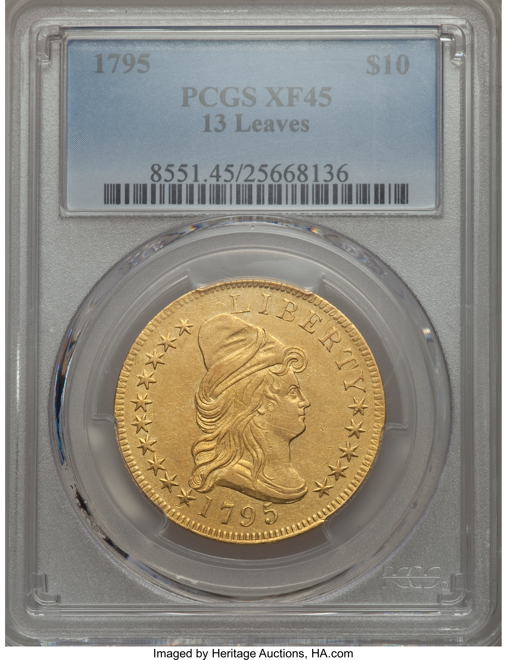 image for: 1795 $10 13 Leaves, BD-2, High R.4, XF45 PCGS....