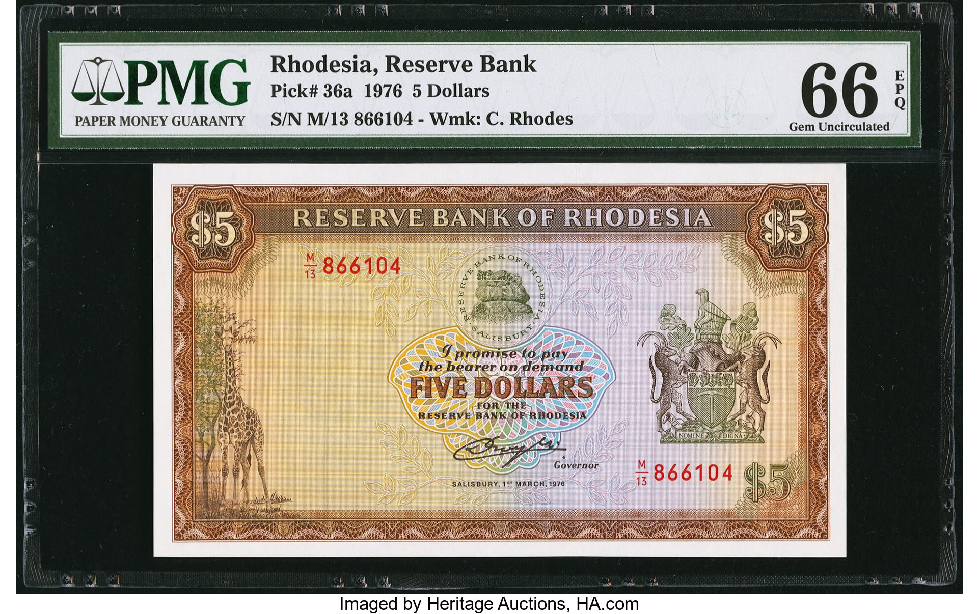 image for: Rhodesia  5 dollars(B109b)