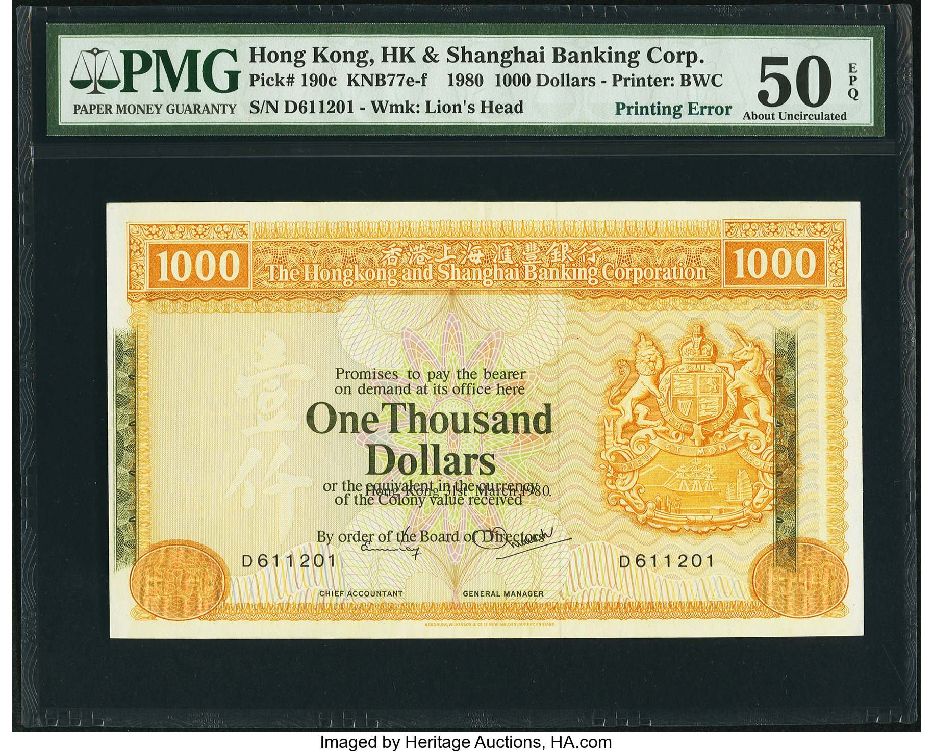 image for: Hong Kong  1,000 dollars (B671c)
