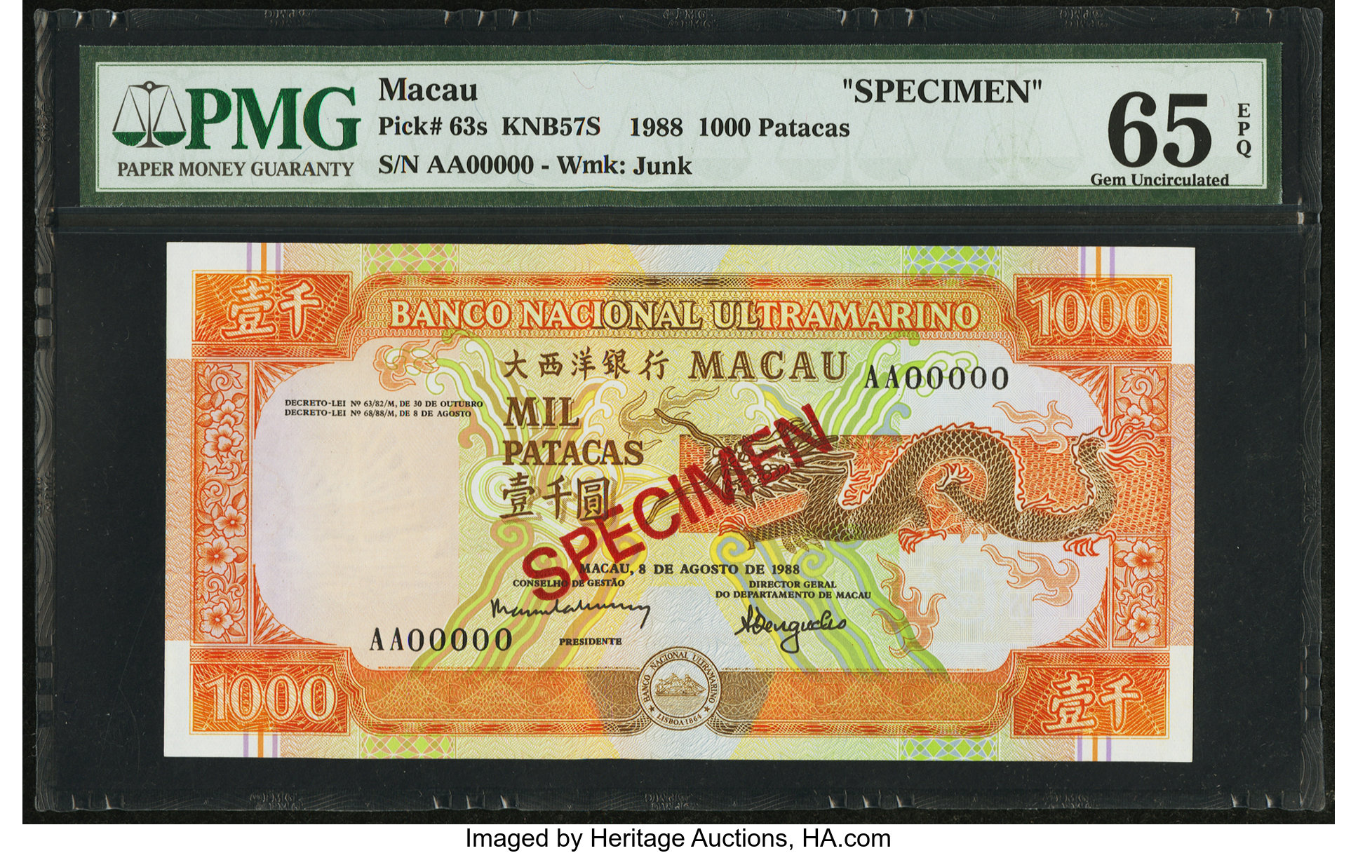 image for: Macau  1,000 patacas (B066as2)