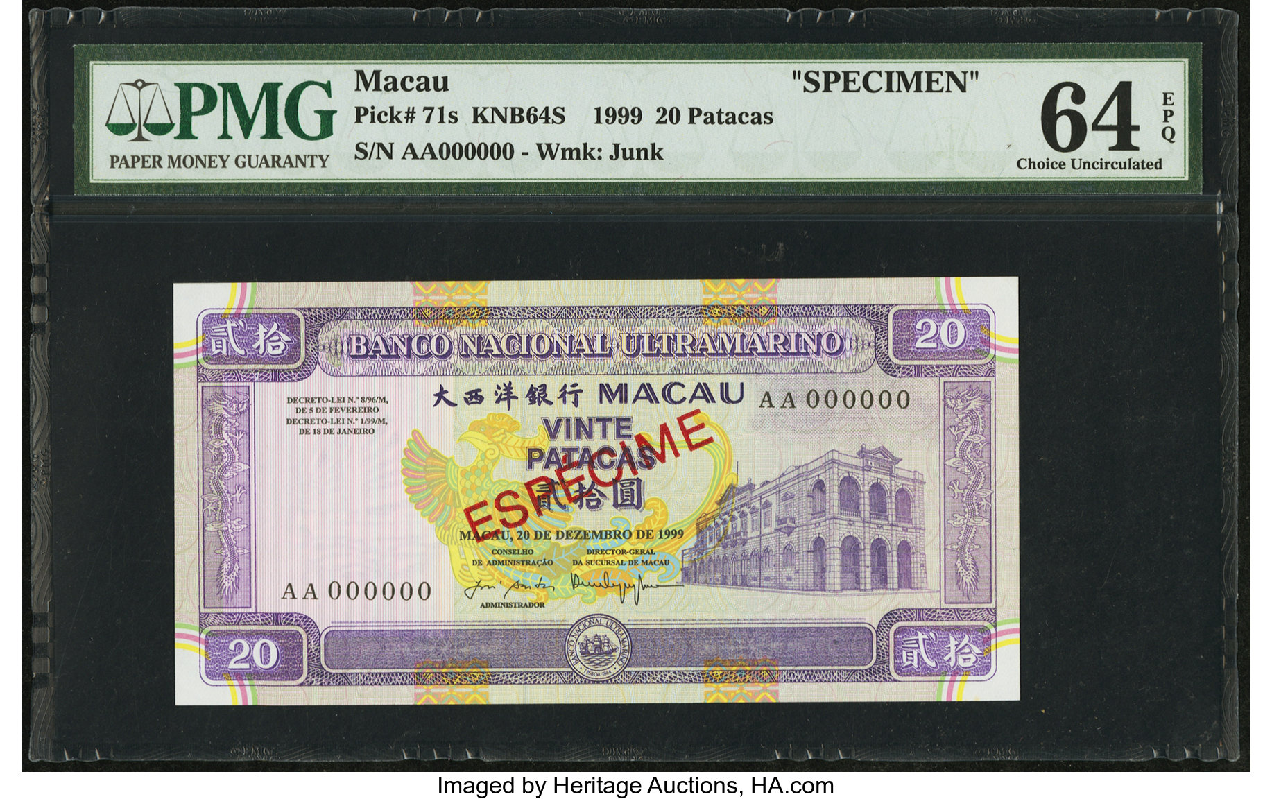 image for: Macau  20 patacas (B062bs)