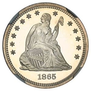 image for: 1865 25c NGC Proof 64 UCAM