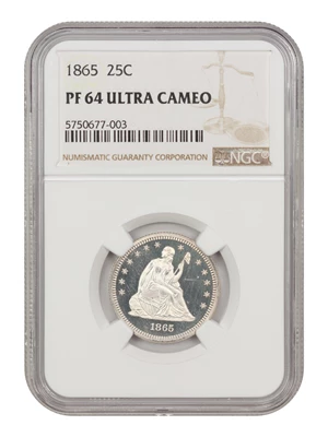 image for: 1865 25c NGC Proof 64 UCAM
