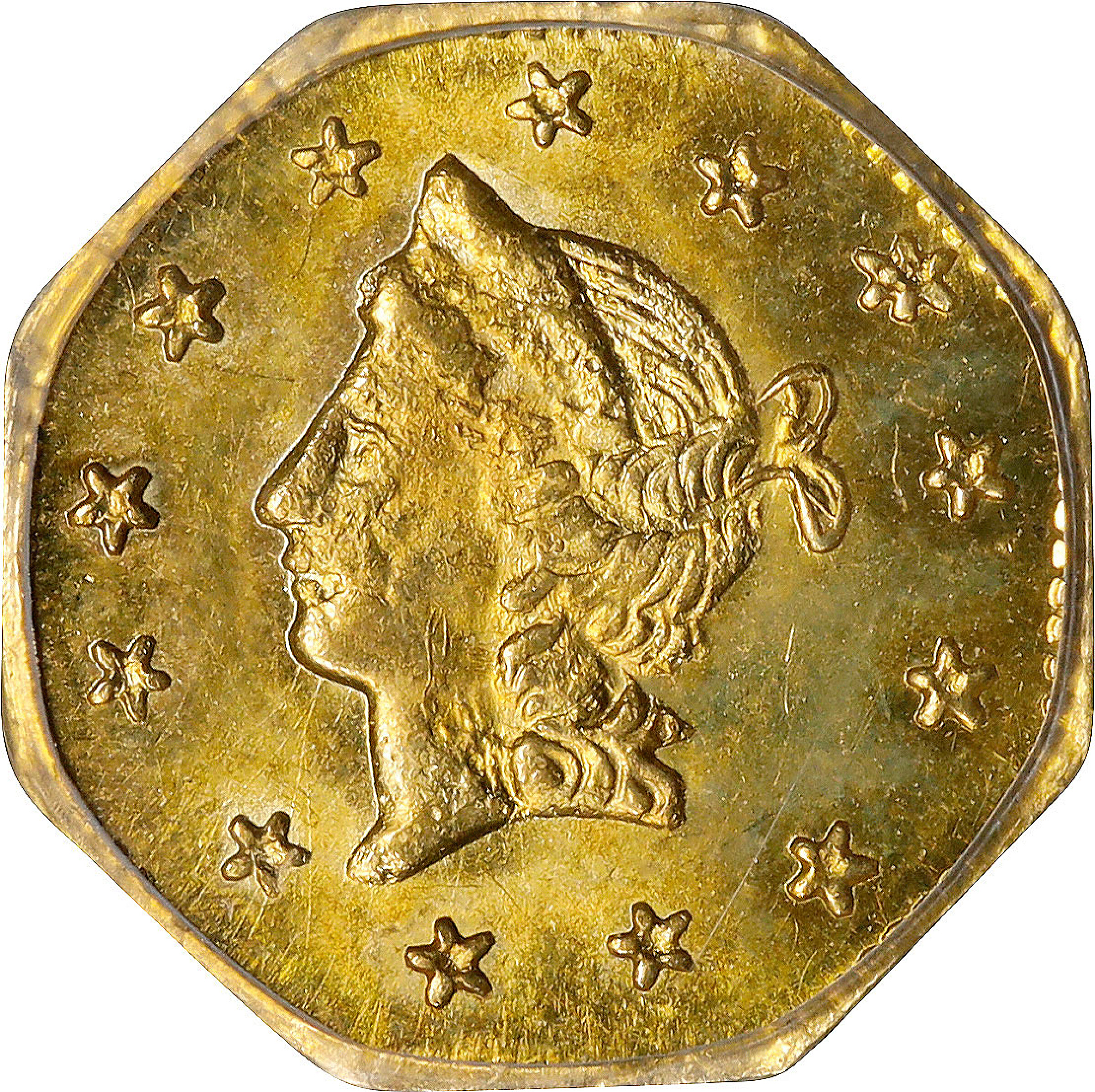 image for: 1868 Octagonal 50 Cents. BG-1303. Rarity-4. Liberty Head. MS-64 (PCGS).