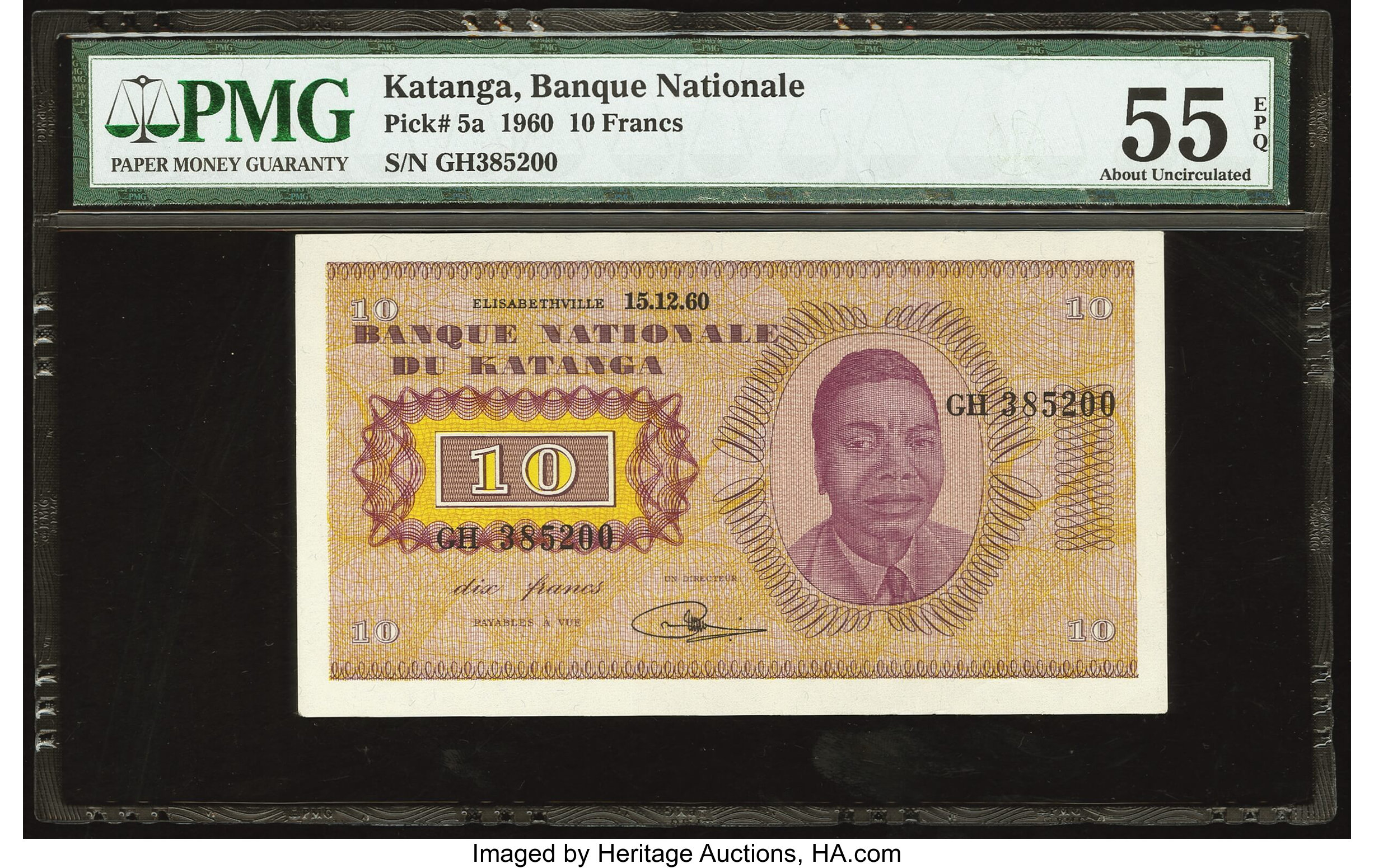 image for: Katanga  10 francs(B203b)