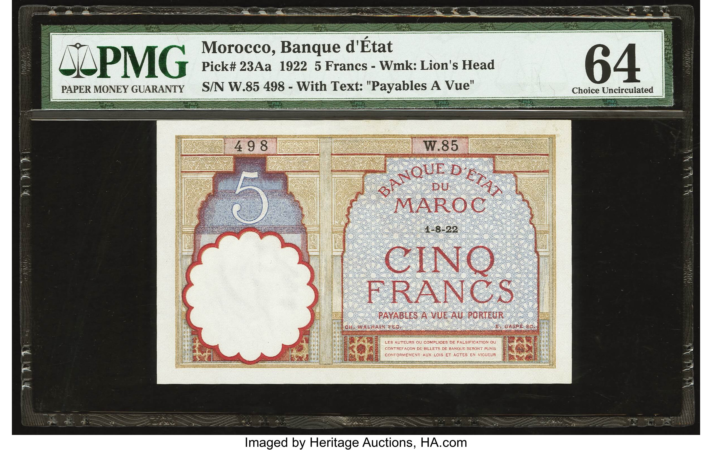 image for: Morocco  5,000 francs(B217a)