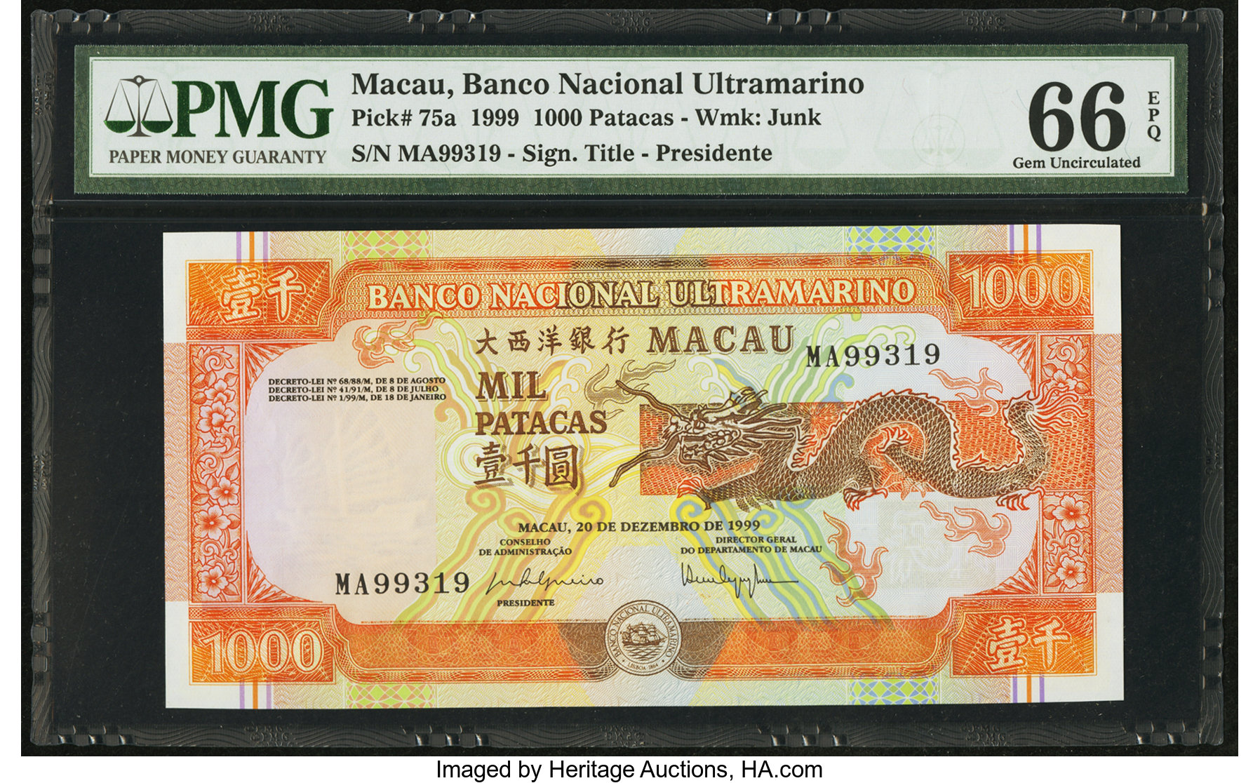 image for: Macau  1,000 patacas (B067f)