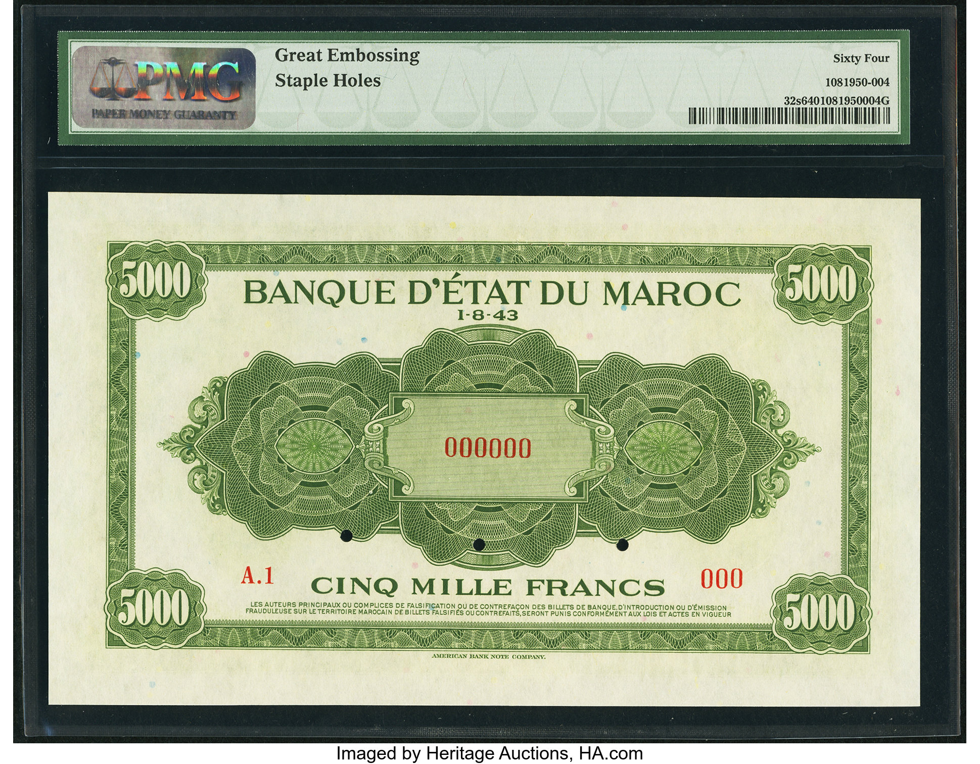 image for: Morocco  5,000 francs(B223a)