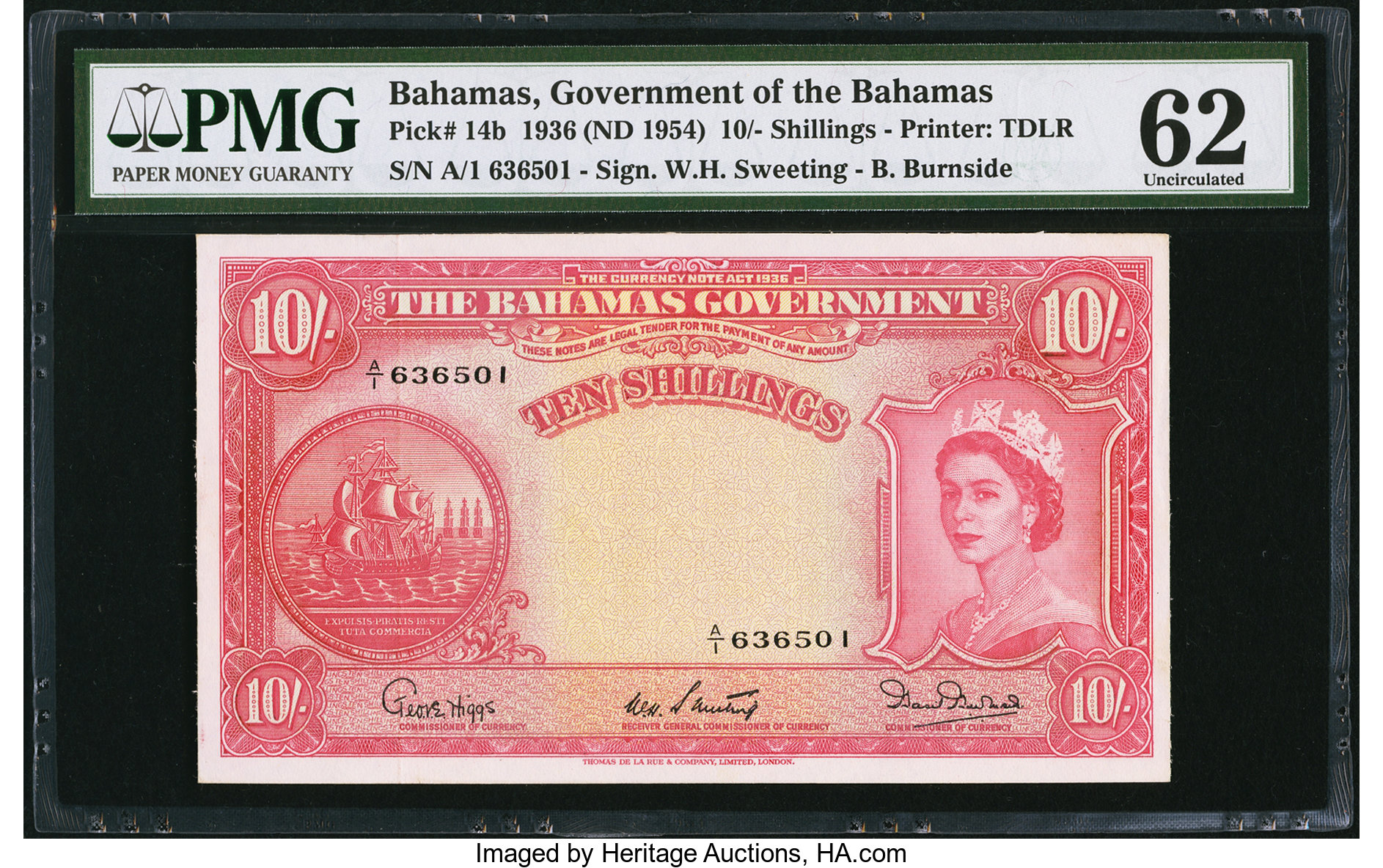 image for: Bahamas  10 shillings(B113b)
