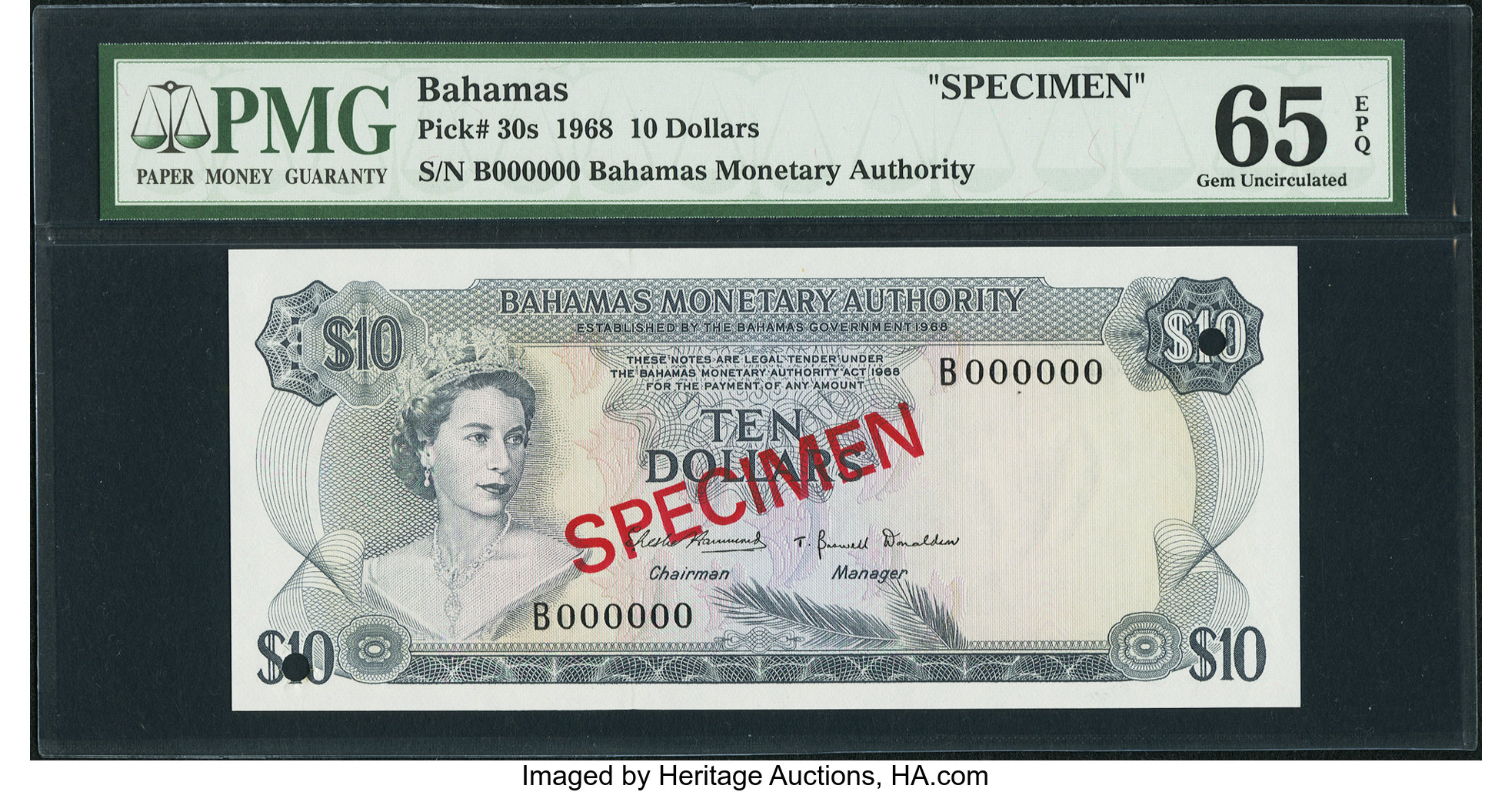 image for: Bahamas  10 dollars (B205az)