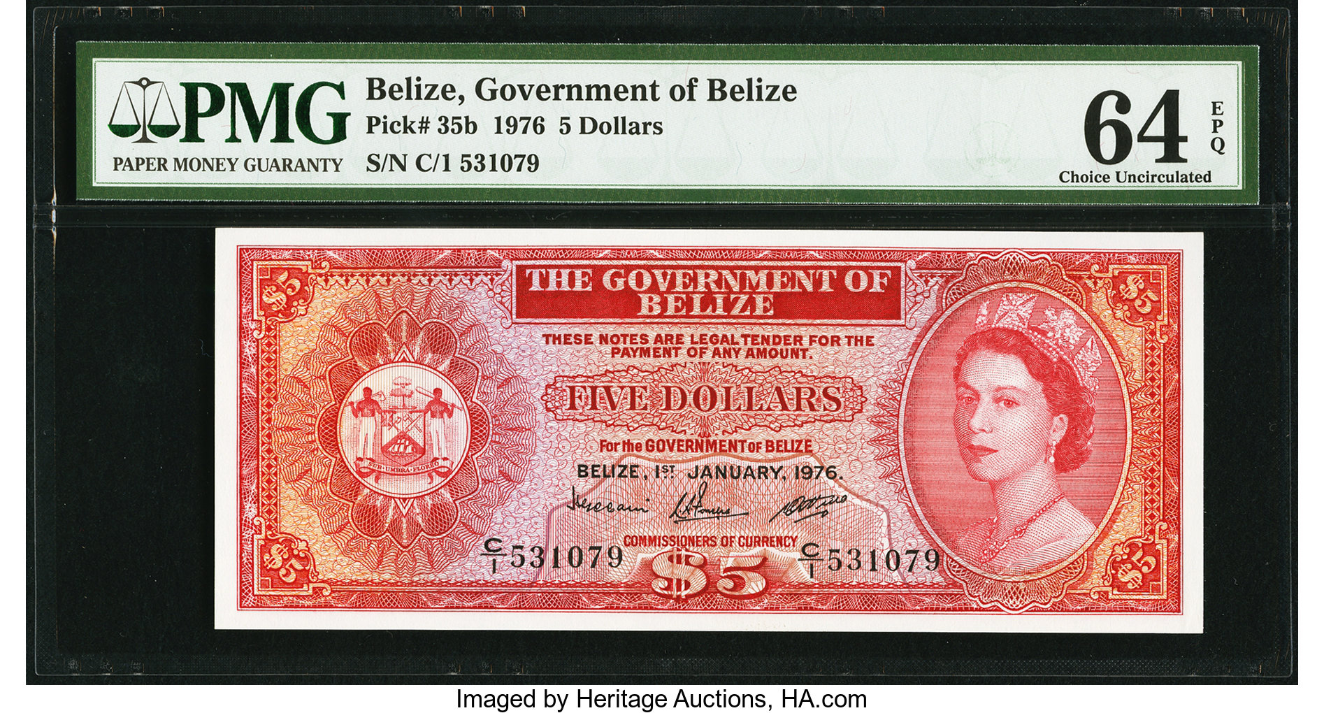 image for: Belize  5 dollars (B103ap)
