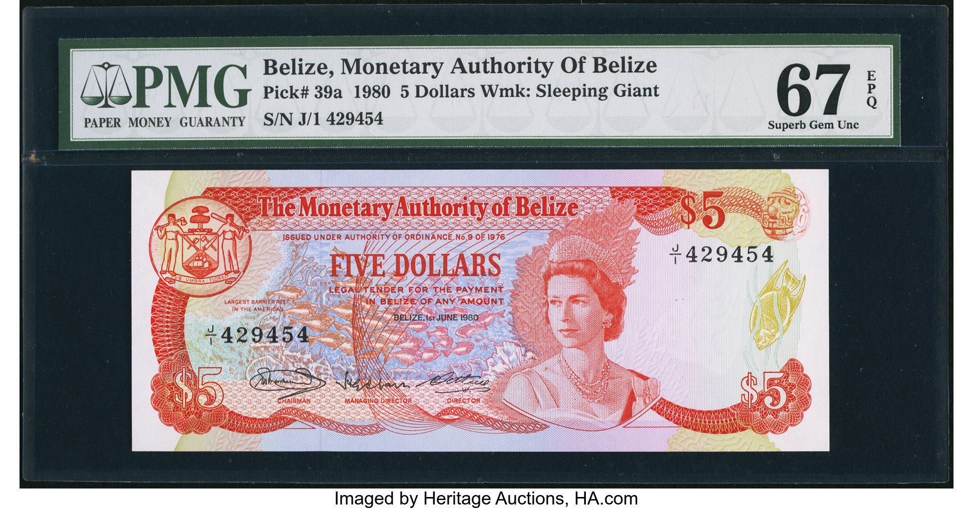 image for: Belize  5 dollars (B202as1)