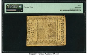 image for: Continental Currency July 22, 1776 $7 PMG Very Fine 30....
