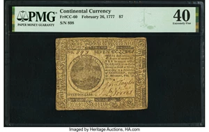image for: Continental Currency February 26, 1777 $7 PMG Extremely Fine 40....