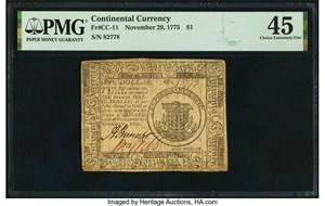 image for: Continental Currency November 29, 1775 $1 PMG Choice Extremely Fine 45....