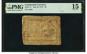 image for: Continental Currency May 10, 1775 $2 PMG Choice Fine 15....