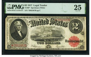 image for: Fr. 60* $2 1917 Legal Tender Star PMG Very Fine 25....