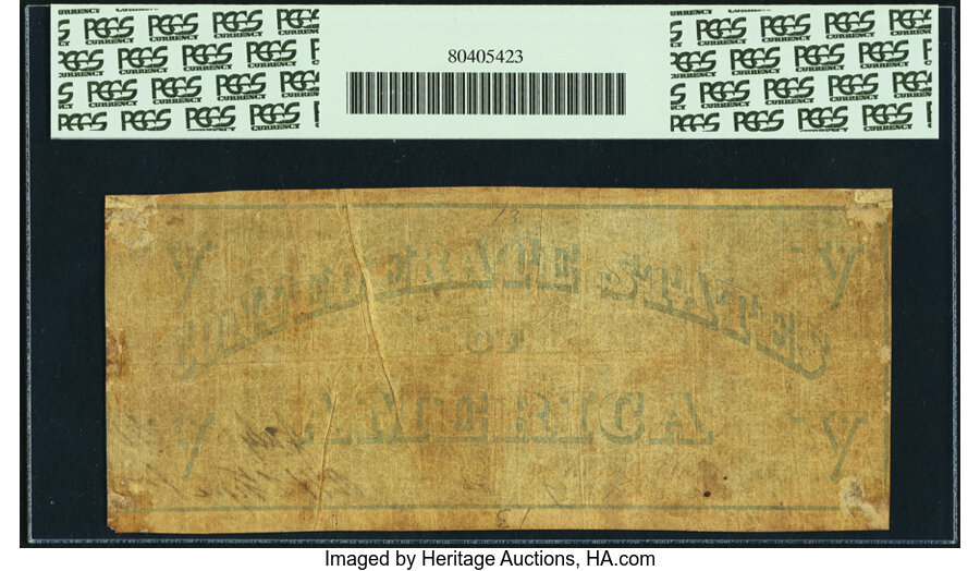 image for: Gutter Fold Error T12 $5 1861 PF-1 Cr. 49 PCGS Apparent Fine 15....