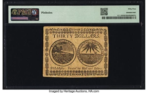image for: Continental Currency May 10, 1775 $30 PMG About Uncirculated 55....