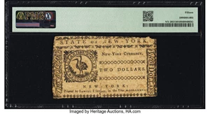 image for: New York August 13, 1776 $2 PMG Choice Fine 15....