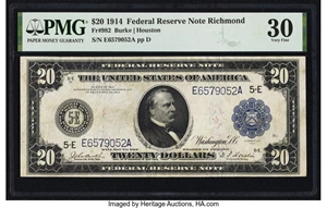 image for: Fr. 982 $20 1914 Federal Reserve Note PMG Very Fine 30....