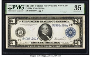 image for: Fr. 971a $20 1914 Federal Reserve Note PMG Choice Very Fine 35....