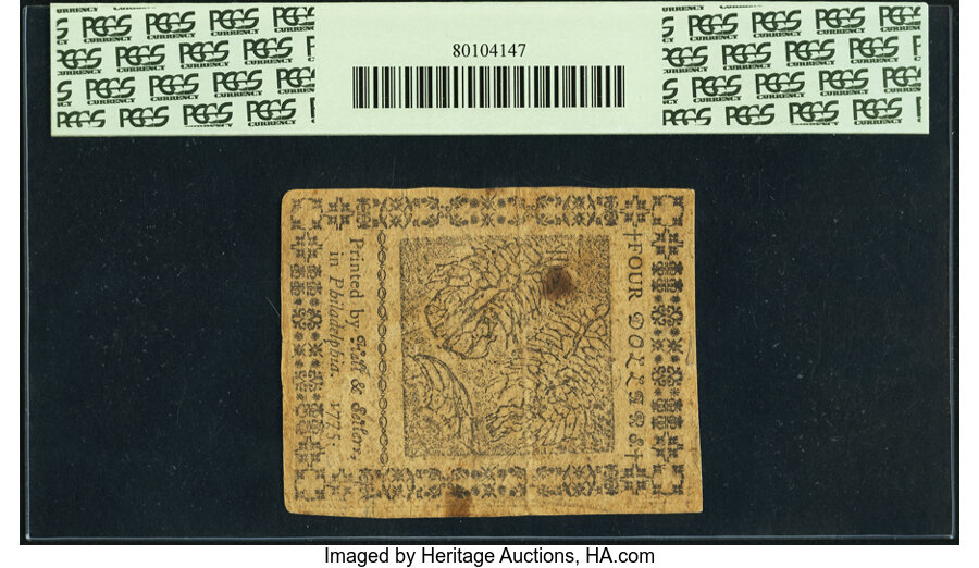 image for: Continental Currency November 29, 1775 $4 PCGS Apparent Extremely Fine 40....
