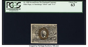 image for: Fr. 1289 25¢ Second Issue PCGS Choice New 63....