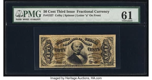 image for: Fr. 1327 50¢ Third Issue Spinner PMG Uncirculated 61....
