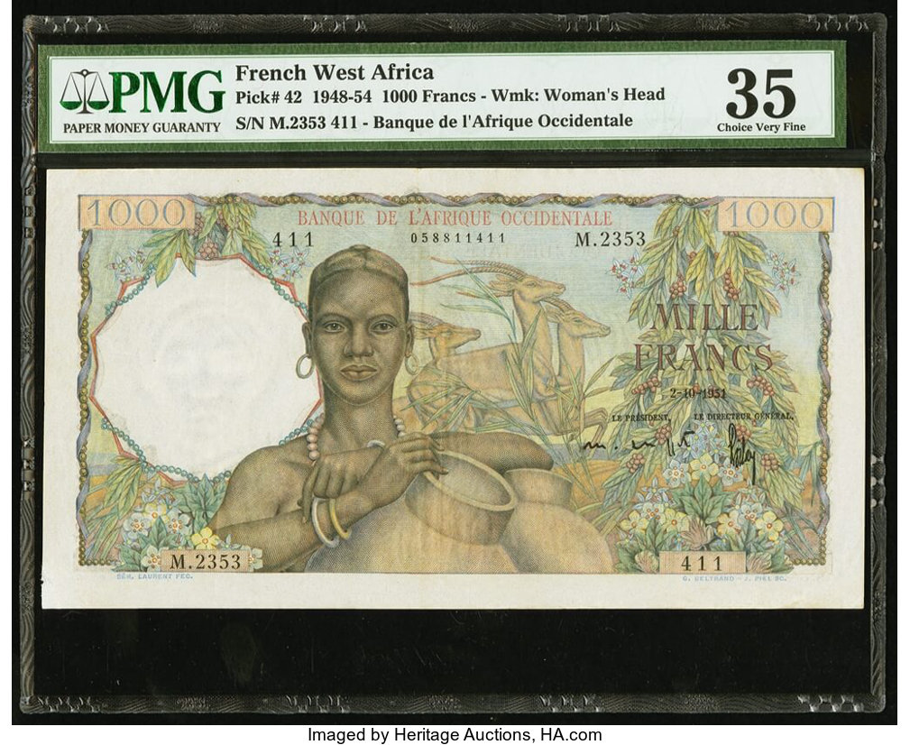 image for: French West Africa  1,000 francs(B126c)